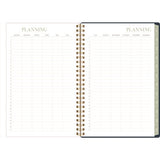 Leah Bisch Weekly/monthly Floral Planner, Floral Artwork, 8.5" X 6.38", Blue/white/gold Cover, 12-month (jan To Dec): 2025