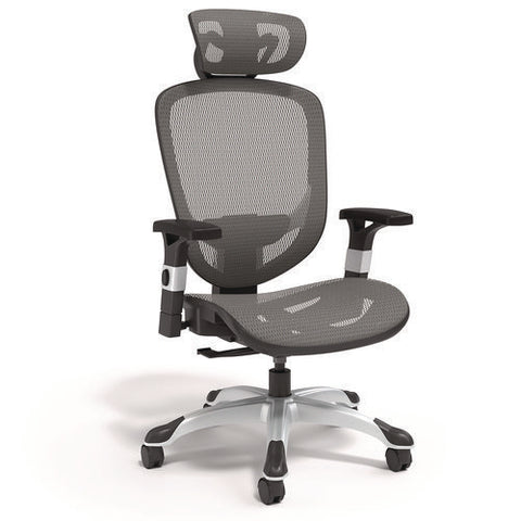 Minerva Ergonomic Mesh Swivel Task Chair, Supports Up To 275 Lb, 17.24 To 20.98 Seat Height, Gray Seat, Gray Back, Black Base
