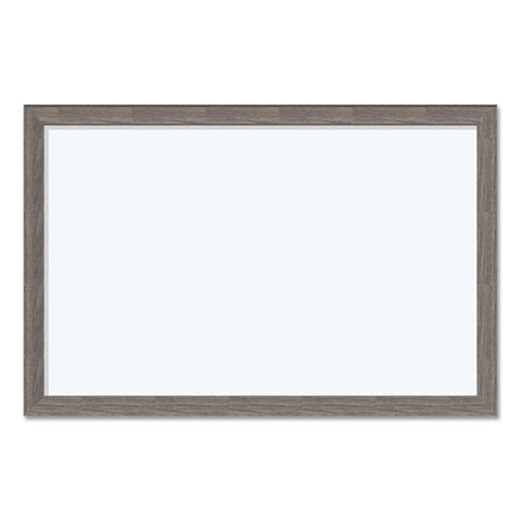Magnetic Dry Erase Board With Rustic Frame, 35 X 23, White Surface, Brown Frame