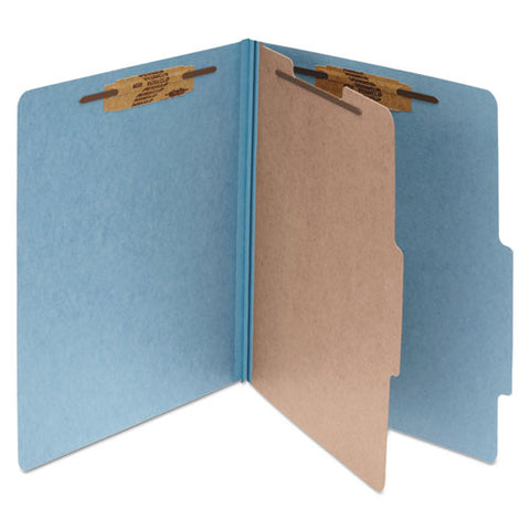 Pressboard Classification Folders, 1 Divider, Letter Size, Sky Blue, 10-box