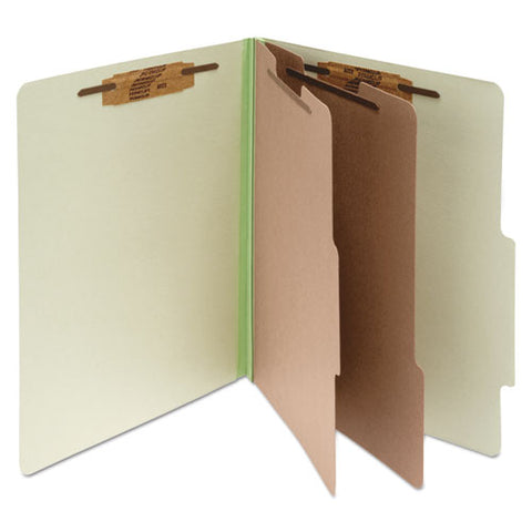 Pressboard Classification Folders, 2 Dividers, Letter Size, Leaf Green, 10-box