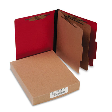 Colorlife Presstex Classification Folders, 2 Dividers, Letter Size, Executive Red, 10-box