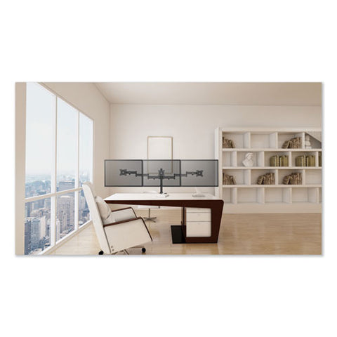 Adaptivergo Pole-mount Triple Arm For 27" Monitors, 360 Deg Rotation, +45--45 Deg Tilt, 45 Deg Pan, Black, Supports 17.6 Lb