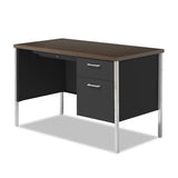 Single Pedestal Steel Desk, 45.25" X 24" X 29.5", Mocha-black