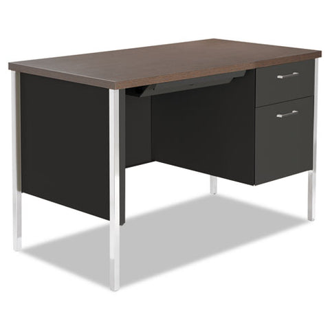 Single Pedestal Steel Desk, 45.25" X 24" X 29.5", Mocha-black