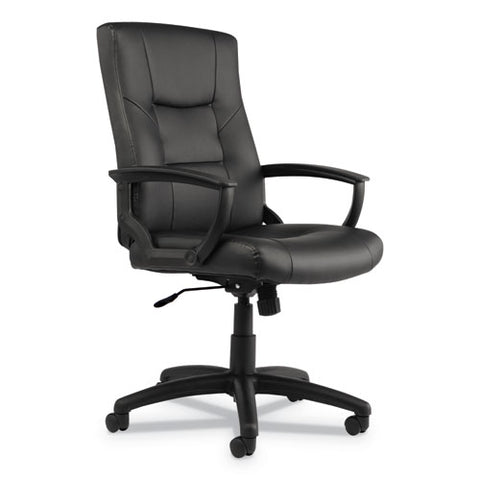 Alera Yr Series Executive High-back Swivel-tilt Bonded Leather Chair, Supports Up To 275 Lbs, Black Seat-back, Black Base