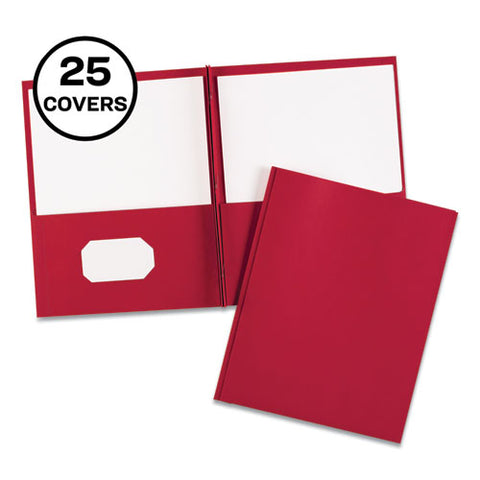 Two-pocket Folder, Prong Fastener, Letter, 1-2" Capacity, Red, 25-box