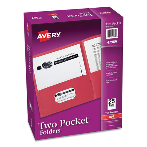 Two-pocket Folder, 40-sheet Capacity, Red, 25-box