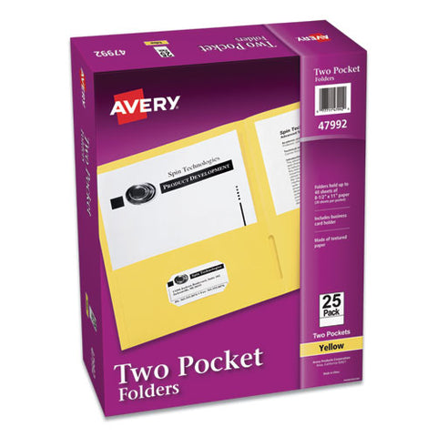 Two-pocket Folder, 40-sheet Capacity, Yellow, 25-box