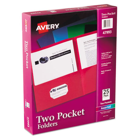 Two-pocket Folder, 40-sheet Capacity, Assorted Colors, 25-box
