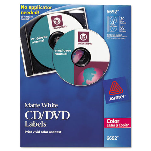 Laser Cd Labels, Matte White, 30-pack