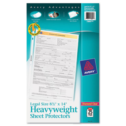 Top-load Polypropylene Sheet Protector, Heavy, Legal, Diamond Clear, 25-pack
