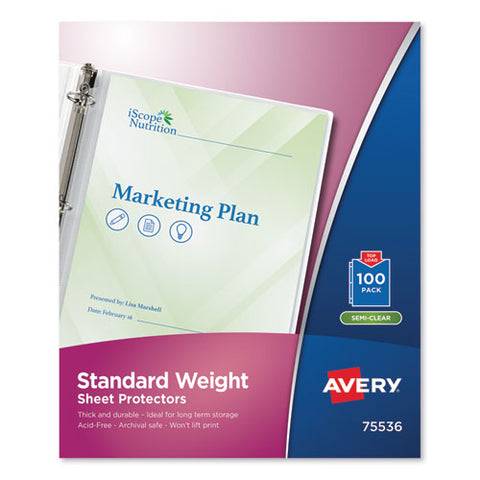Top-load Sheet Protector, Standard, Letter, Semi-clear, 100-box
