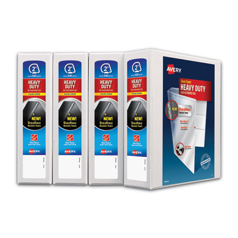 Heavy-duty Non Stick View Binder With Durahinge And Slant Rings, 3 Rings, 2" Capacity, 11 X 8.5, White, 4-pack