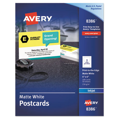 Postcards, Inkjet, 4 X 6, 2 Cards-sheet, White, 100 Cards-box