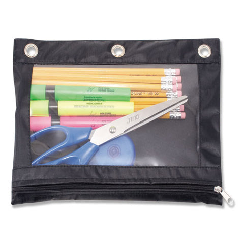 Binder Pencil Pouch, 10 X 7 3-8, Black-clear