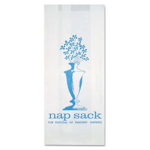 Nap Sack Sanitary Disposal Bags, 4" X 9", White, 1,000-carton