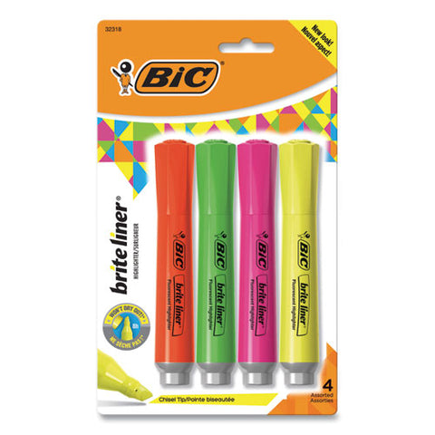 Brite Liner Tank-style Highlighter, Chisel Tip, Assorted Colors, 4-set