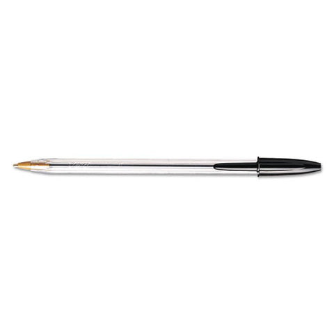 Cristal Xtra Smooth Stick Ballpoint Pen, 1mm, Black Ink, Clear Barrel, Dozen