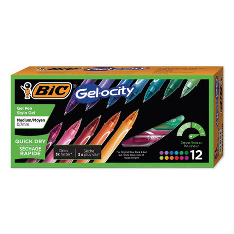 Gel-ocity Quick Dry Retractable Gel Pen, 0.7mm, Assorted Ink-barrel, Dozen