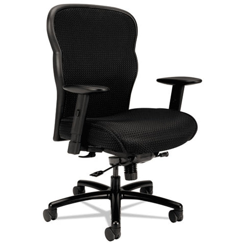 Wave Mesh Big And Tall Chair, Supports Up To 450 Lbs., Black Seat-black Back, Black Base