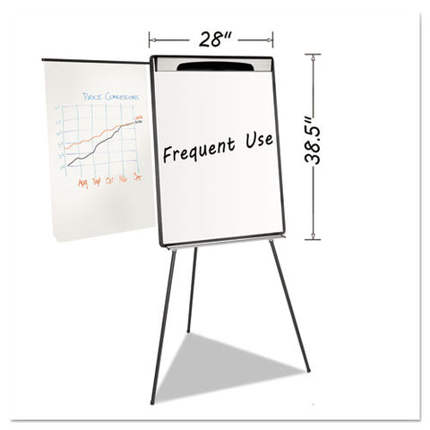 Magnetic Gold Ultra Dry Erase Tripod Easel W- Ext Arms, 32" To 72", Black-silver