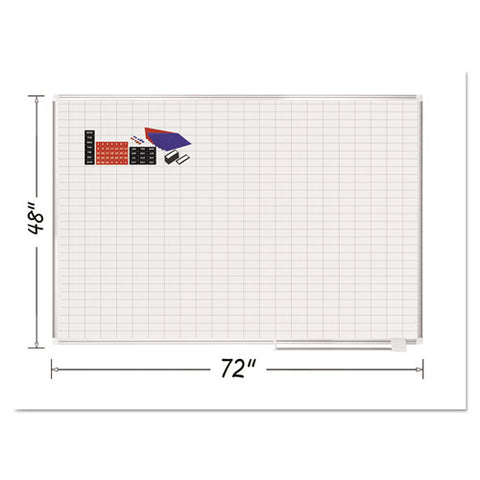 Grid Planning Board W- Accessories, 1 X 2 Grid, 72 X 48, White-silver