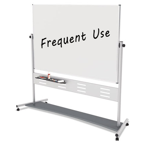 Magnetic Reversible Mobile Easel, Horizontal Orientation, 70.8" X 47.2" Board, 80" Tall Easel, White-silver