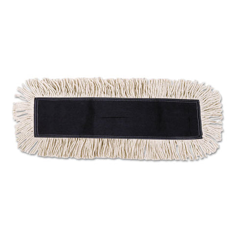 Disposable Dust Mop Head W-sewn Center Fringe, Cotton-synthetic, 36w X 5d, White