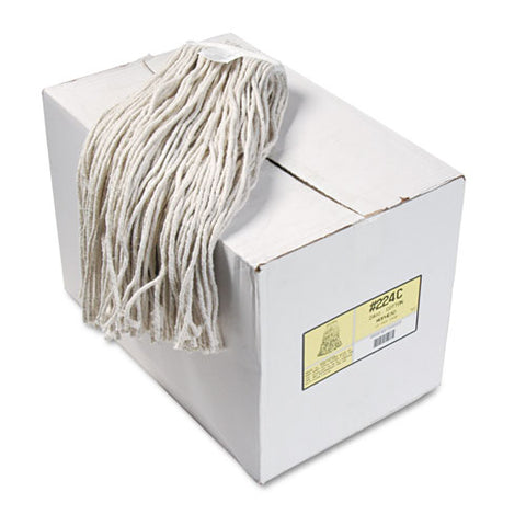 Premium Cut-end Wet Mop Heads, Cotton, 24oz, White, 12-carton