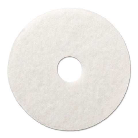 Polishing Floor Pads, 14" Diameter, White, 5-carton