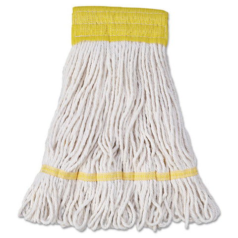 Super Loop Wet Mop Head, Cotton-synthetic Fiber, 5" Headband, Small Size, White, 12-carton