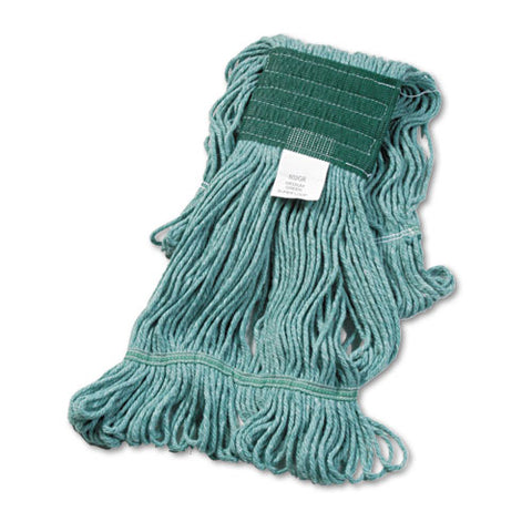 Super Loop Wet Mop Head, Cotton-synthetic Fiber, 5" Headband, Medium Size, Green, 12-carton