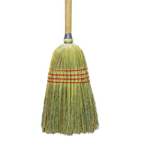 Upright Corn-fiber Broom, 56", Lacquered Wood Handle, Natural, 6-carton