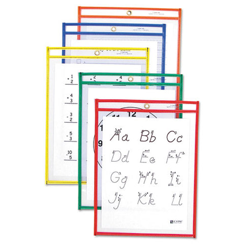 Reusable Dry Erase Pockets, 9 X 12, Assorted Primary Colors, 25-box