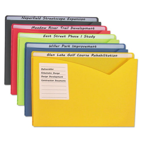 Write-on Poly File Jackets, Straight Tab, Letter Size, Assorted Colors, 25-box