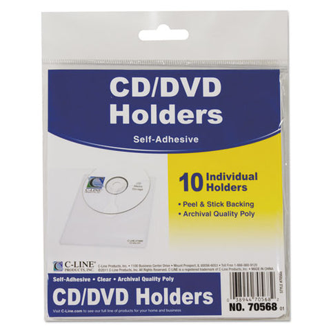 Self-adhesive Cd Holder, 5 1-3 X 5 2-3, 10-pk