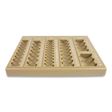 Plastic Coin Tray, 6 Compartments, 7.75 X 10 X 1.5, Tan