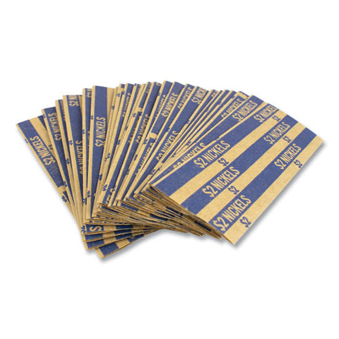 Flat Tubular Coin Wrap, Nickels, $2.00, Blue, 1,000-box