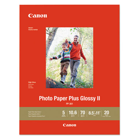 Photo Paper Plus Glossy Ii, 8.5 X 11, Glossy White, 20-pack