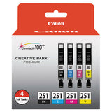 6513b004 (cli-251) Chromalife100+ Ink, Black-cyan-magenta-yellow, 4-pack