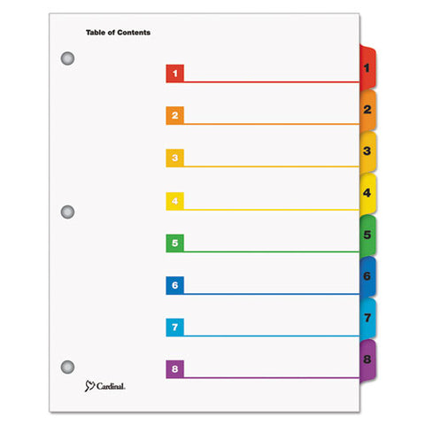 Onestep Printable Table Of Contents And Dividers, 8-tab, 1 To 8, 11 X 8.5, White, 1 Set