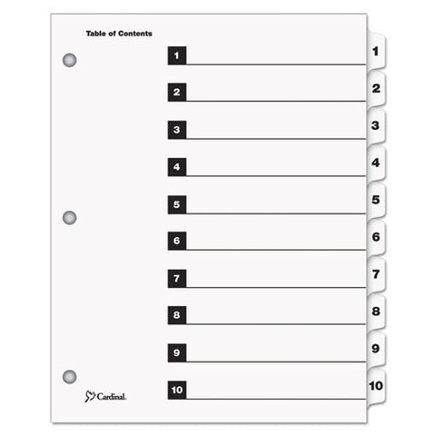 Onestep Printable Table Of Contents And Dividers, 10-tab, 1 To 10, 11 X 8.5, White, 1 Set