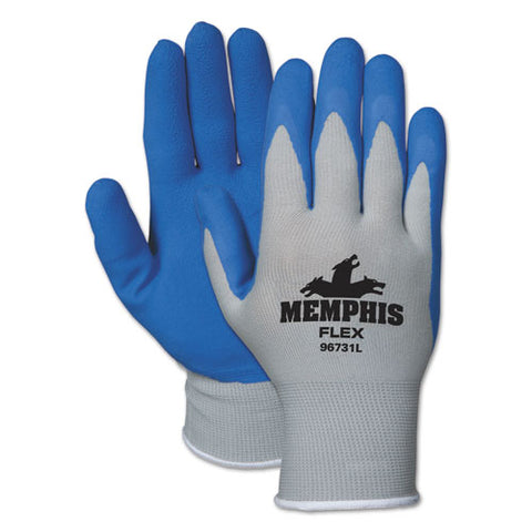 Memphis Flex Seamless Nylon Knit Gloves, X-large, Blue-gray, Dozen