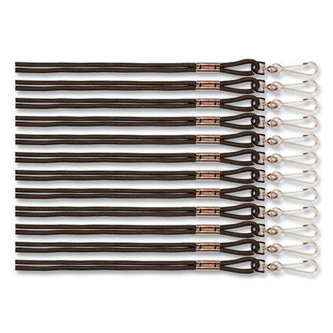 Lanyard, J-hook Style, 20" Long, Black, 12-pack