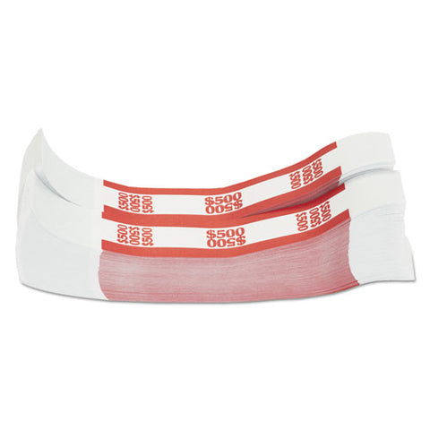Currency Straps, Red, $500 In $5 Bills, 1000 Bands-pack