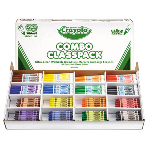 Classpack Crayons W-markers, 8 Colors, 128 Each Crayons-markers, 256-box