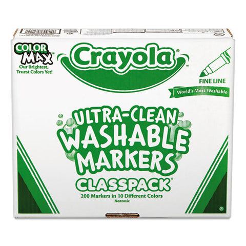 Ultra-clean Washable Marker Classpack, Fine Line, Assorted Colors, 200-pack