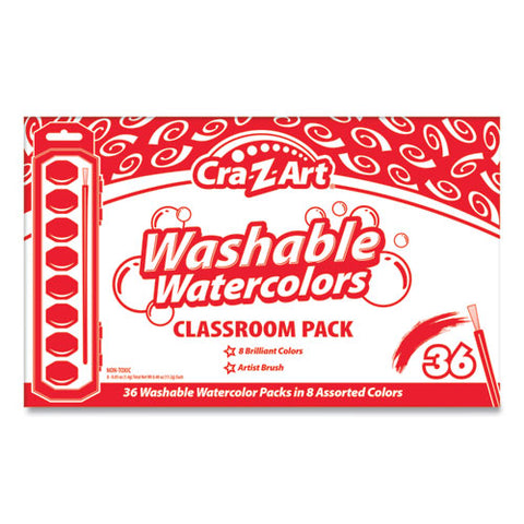 Washable Watercolors, 8 Assorted Colors, 36 Sets-box