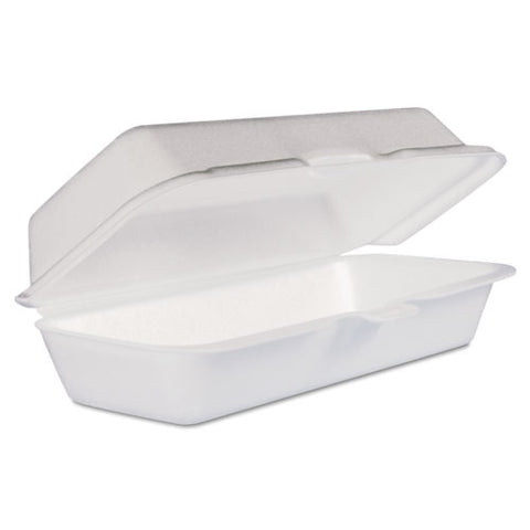 Foam Hinged Lid Container, Hot Dog Container, 3.8 X 7.1 X 2.3, White,125-bag, 4 Bags-carton